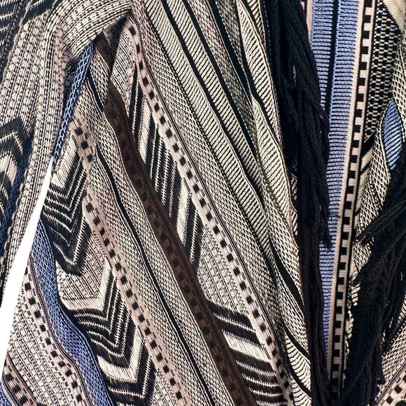 Nic + Zoe Fringe Long Sleeve Open Front Cardigan Striped Multicolor Size M NWT - Picture 5 of 10